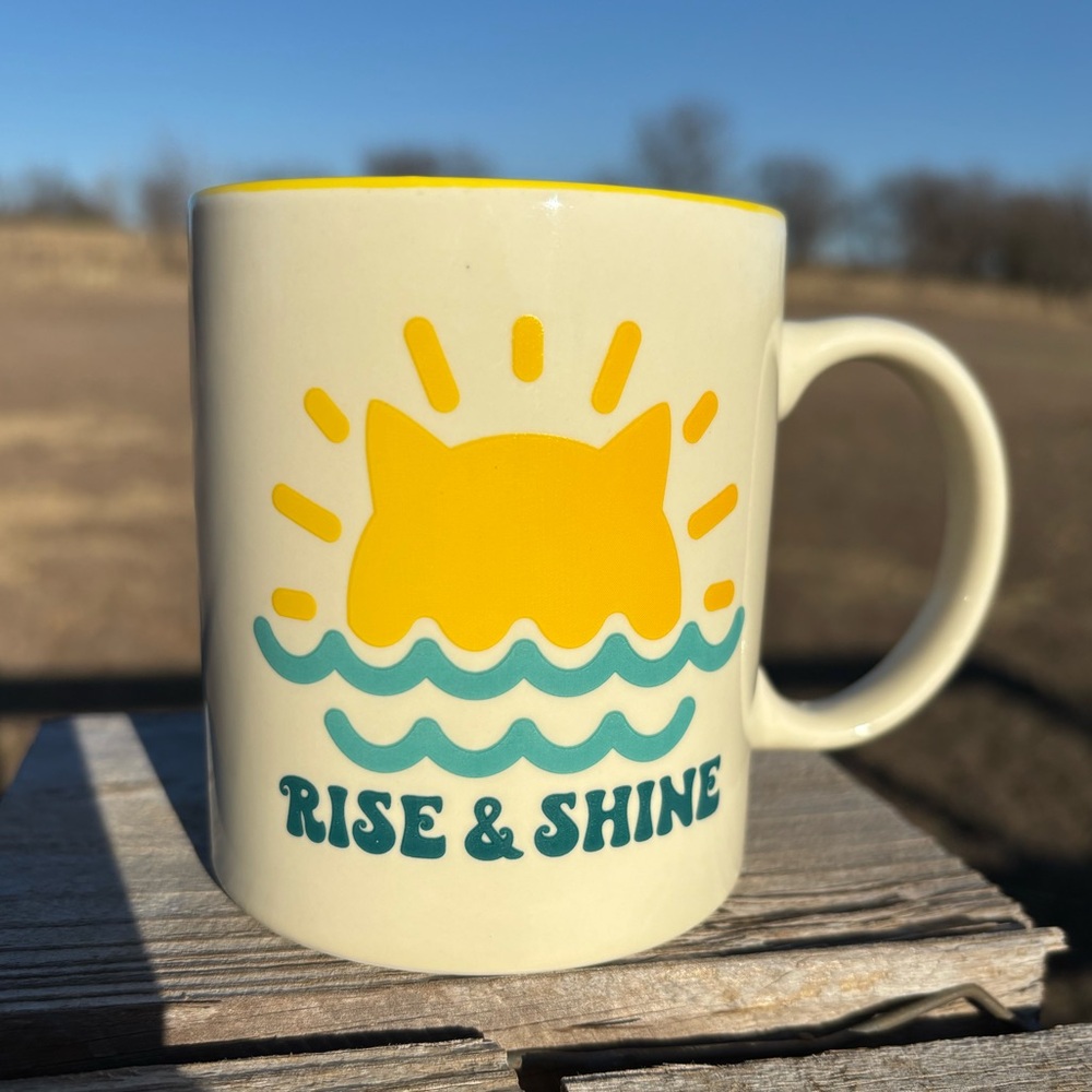 Rise & Shine coffee mug cat lady box Summer Cup